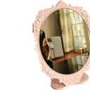 Dressing Mirror Fold Makeup Mirror, Retro Hand Held Beauty Mirror Light Portable Travel Mirror Plastic Single Side Small Mirror Clear (Color : Pink, Size : 20.514.3CM) (8.1"L x 5.6"W)