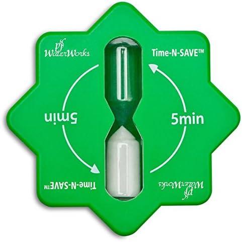 PF WaterWorks PF0551 Time-N Five (5) Minute Hour Glass Timer, Suction Cup, Excellent for Children Bathroom, Saves Water Every Shower, Green