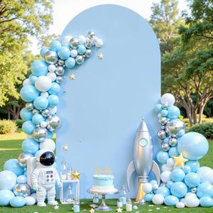 Baby Blue Arch Cover, 7.2FT Spandex Fitted Wedding Arch Stand Covers Round Top Chiara Backdrop Cover for Birthday Party Ceremony Banquet Decoration