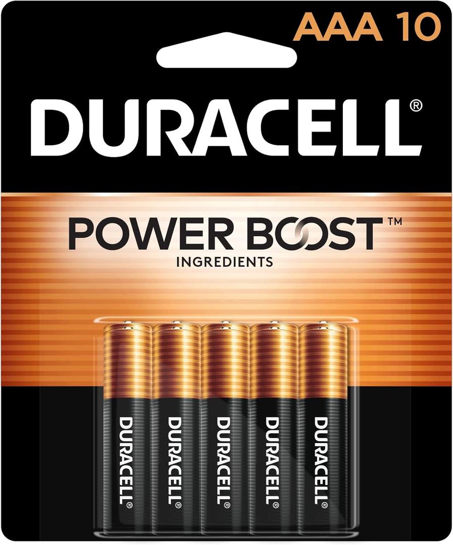 Duracell Coppertop AAA Batteries with Power Boost Ingredients, 10 Count Pack Triple A Battery with Long-lasting Power, Alkaline AAA Battery for Household and Office Devices