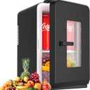 Mini Fridge, 15 Litre/21 Cans Small Fridge for Bedroom, Car, Office & Dorm, 110V AC/DC Portable Thermoelectric Cooler & Warmer for Skincare, Food, Drinks, Black