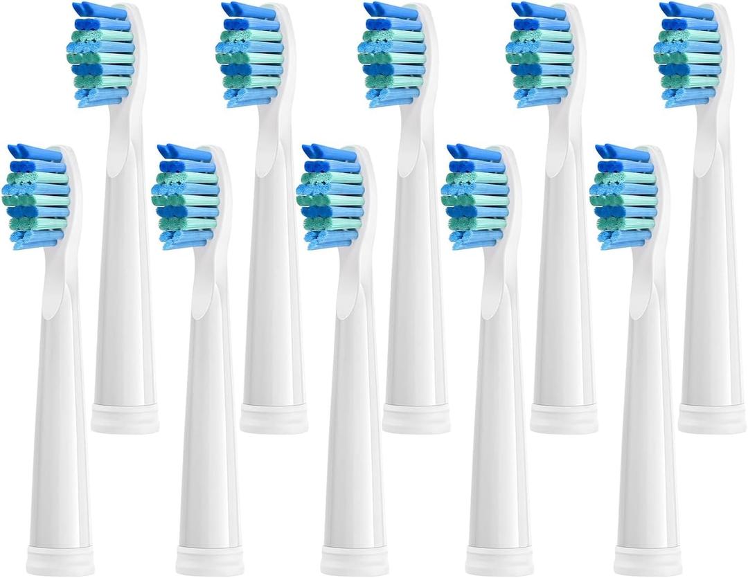 10 Pack Toothbrush Replacement Heads Compatible with Fairywill FW-D1/ D3/ D7/ D8/ 507/ 508/ 551/ 917/ 959, ATMOKO, Gloridea, Sboly, WOVIDA, YUNCHI Sonic Electric Toothbrushes - White
