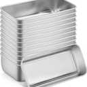 P&P CHEF Loaf Pan Set, 9 x 5 Inch Bread Pans, Stainless Steel Loaf Toast Baking Pans For Bread Meatloaf Lasagna Cake, Healthy & Non Toxic, Oven Safe& Easy Clean, (Silver, 12Pcs)