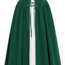 Scarlet Darkness Renaissance Costume Women Peasant Medieval Dress Short Sleeve Maxi Fairy Dresses with Pockets Dark Green XL