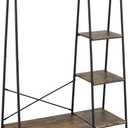 Finnhomy Rustic Clothes Rack, Clothing Rack for Hanging Clothes Heavy Duty Garment Rack with 5 Wood Shelves Freestanding Portable Closet Organizer for Bedroom/Entryway/BoutiquesMatte Black