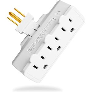 oviitech 3 Outlets 3-Prong Swivel Wall Adapter, Grounded 180 Degree Electrical Plug Adapter, Indoor Rated,White.