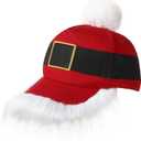 Vabean Christmas Santa Baseball Hat Unisex Christmas Vintage Hat Baseball Cap with Pom Ball Adjustable Cap for Men Women