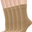 Women's Soft Thin Viscose Bamboo Crew Socks, Fit Stretchy Casual, Business, Dress Calf Sock 5 Pairs