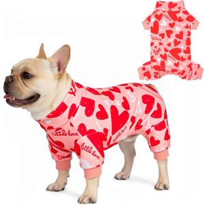 KYEESE Valentine's Day Dog Pajamas, Lightweight Heart Print Dog Onesie, Soft Stretchy Pjs for Pet, Cute Festival Dogs Pajamas for Dogs, Pink, X-Large