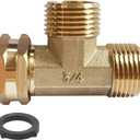 Joywayus Brass Swivel Pipe Fitting Tee - 3-Way Adapter, 3/4" GHT Female Male Male