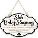 Shhh Baby Sleeping Sign for Front Door - Please Do Not Knock Or Ring Doorbell Sign, Baby Sleeping Door Sign, No Knocking Door Sign, No Soliciting Do Not Knock Sign