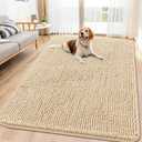 Smiry Dog Door Mat for Muddy Paws 70x32, Absorbs Moisture and Dirt Doormat, Non-Slip Washable Quick Dry Chenille Front Door Mat Indoor Entrance, Entryway Carpet for Inside Floor, Beige