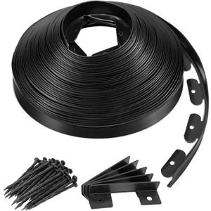 Landscape Edging 2 Inch Tall 100 FT, Garden Edging Border with 5 Pcs Connectors and 60 Pcs Anchoring Spikes for Garden Flower Beds Yard Lawn