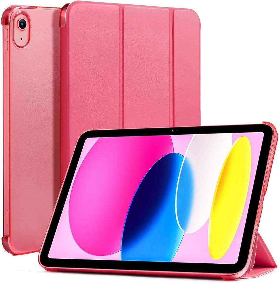 CoBak Case for iPad (A16) 11th Generation 11 Inch 2025, iPad 10th Generation 10.9 inch 2022, Slim Stand Protective Cover with Hard PC Translucent Back Shell Cover, Support Touch ID, Raspberry