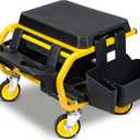 SMART JERRY - Rolling Mechanic Stool With Wheels, Garage Work Chair for Mechanics, Car Detailing, Heavy Duty (330 LBS Max Load Capacity)