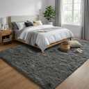 Large Smoky Grey Fluffy 9x11 Area Rugs for Living Room Clearance