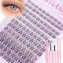 Wispy Lash Clusters Kit Venus Invisible Band Eyelash Clusters 816mm Lash Extension Kit Natural Lashes Clusters Eyelash Extension Kit with Thin Band Lash Cluster Clear Lash Glue and Tweezers by Wtvane