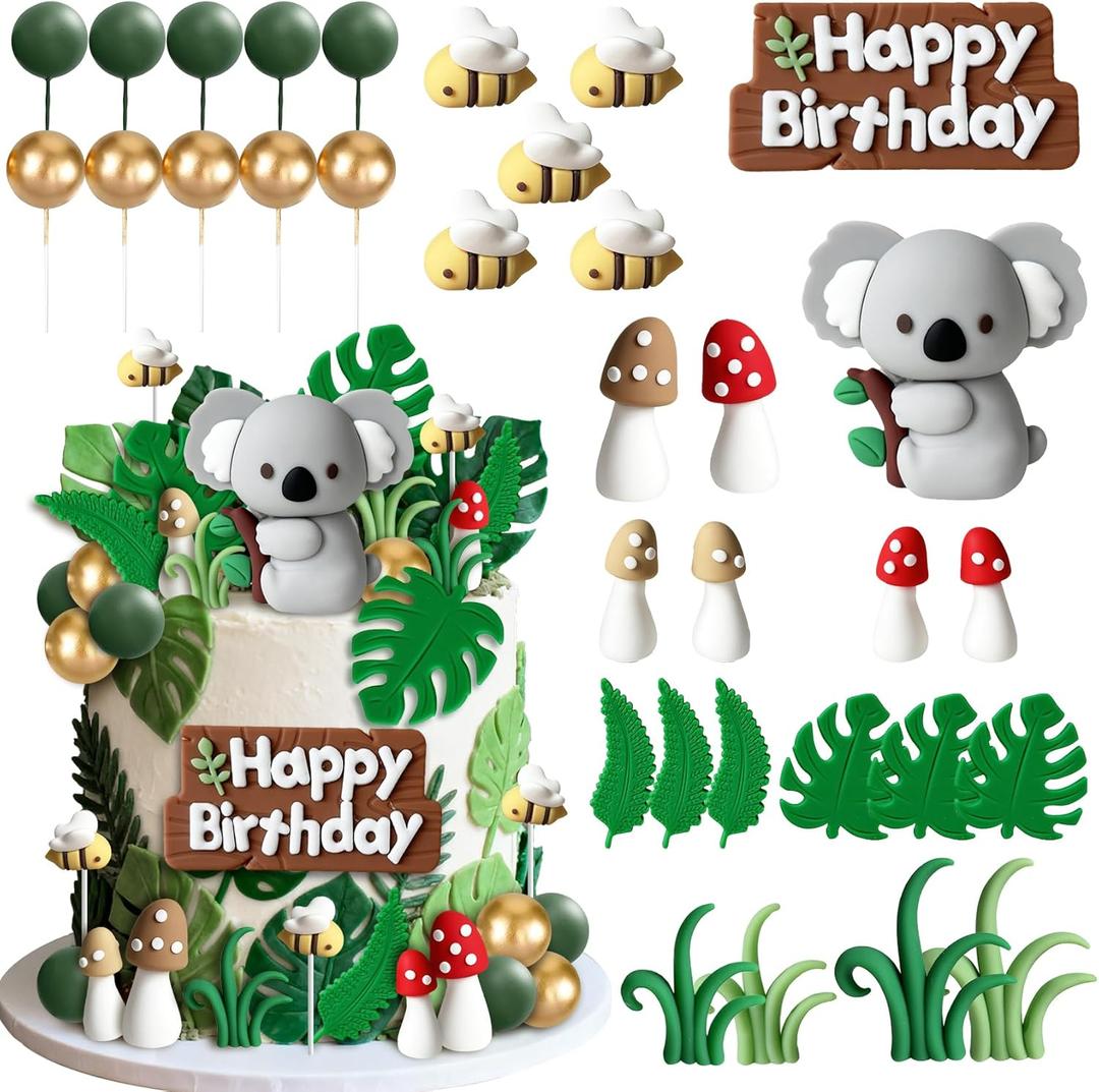 33Pcs Koala Cake Toppers Koala Cake Decoration for Birthday Party Baby Shower Supplise