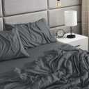 RUVANTI King Size Sheets Set, Brushed Microfiber Sheets 4 Pieces (1 Fitted Sheet, 1 Flat Sheet, 2 Pillowcases), with 15-inch Deep Pockets, Lightweight & Compfy Premium Hotel Bedding, Dark Grey