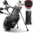 Emerald Isle 14 Way Full Length Divider Golf Bag Stand, Heavy Duty Carry Bag with Rain Hood, Multiple Pockets, Padded Handle and Strap, Lightweight Golf Bag for Men and Women