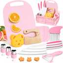 Suhctuptx Toddler Knife Set, Kids Knife Set for Real Cooking, Kid Safe Knives with Cutting Board Crinkle Cutters Montessori Kitchen Toys, Toddler Girl Gifts Age 3 4 5 6 7 8 Year Old