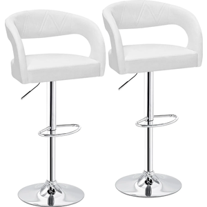 VECELO Bar Stools Set of 2 Swivel Modern Pu Leather Adjustable Barstools, Kitchen Counter Bar Stools, Island Chairs for Bar, Kitchen, Dining Room (White)