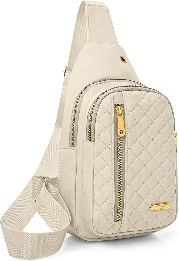 Small Sling Bag For Women Men Casual Crossbody Sling Backpack (801-beige)