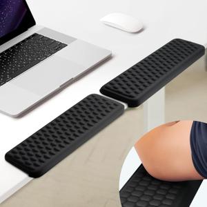 L-Shaped Desk Elbow PadArm Rest for Desk 2-Piece Ergonomic Wrist Rest with Non-Slip Base Memory Foam Elbow Support Padding for Computer Keyboard, Office and Home (Fabric)