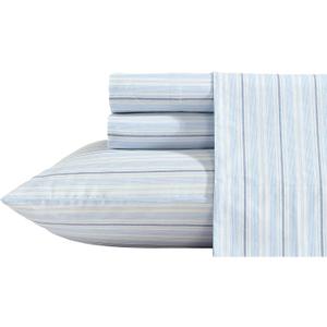 Nautica - Twin Size Sheet Set, Crisp & Tailored Cooling Sheets with a Smooth Cotton Percale Lightweight Feel - Bed Sheets with Matching Pillowcase & Fitted Sheet (Camp Stripe Blue)