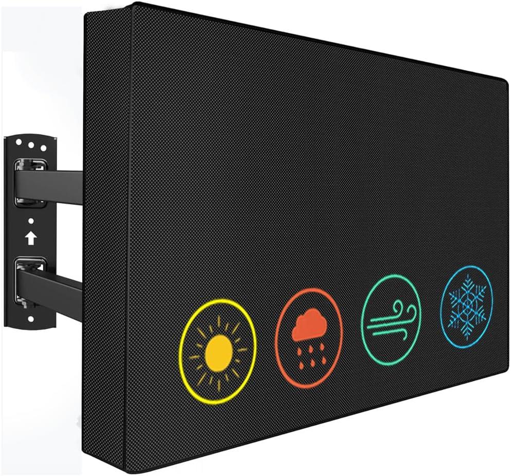 Waterproof Outdoor TV Covers for 55 to 58 inches Outside TV, 600D Thick Fabric TV Screen Protector Cover with Remote Control Pocket - Size 55''W x 35''H x 5.5''D