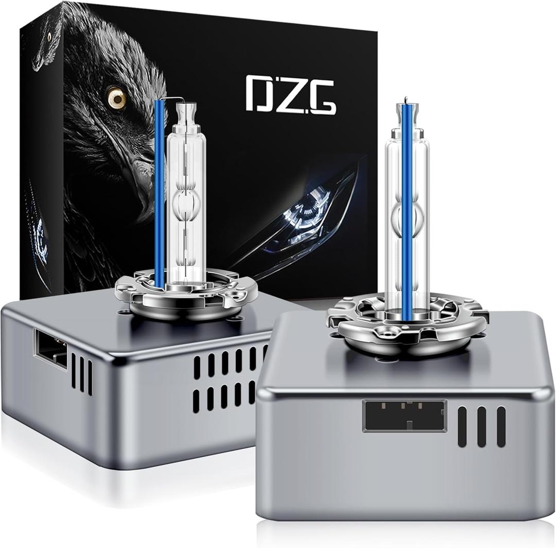 DZG D5S 25W HID Headlight Bulbs, for 2016 2017 2018 Chevy Silverado 1500 WT LS LT 2015-2018 GMC Sierra 1500 2500 3500 HD, 8000K Cool White Metal Base Xenon Replacement High Low Beam Bulb, Pack of 2