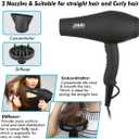 JINRI Hair Dryer, 1875W, 3 Heat & 2 Speed, with Diffuser, with Concentrator, Ionic Technology & Infrared - Black, Detachable Air Intake, Hanging Strap, Non-Foldable, 125V, JINRI-104