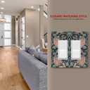 Rougui Decorative Outlet Covers William Morris Green Plant Boho Leaf Pink Peacocks 2 Gang Wall Plate Double Rocker Decora Light Switch Cover Plate Jumbo Dual Electrical GFCI Switch Plate Cover (2-Gang Rocker /4.6 x 4.5 IN)