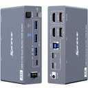 KVM Switch 2 Monitors 1 Desktop and 1 Laptop 4K@60Hz, 7in1 Dual Monitor KVM Switch Docking Station, Expand 2 HDMI Displays,4xUSB 3.0,PD 80W, Wired Remote and USBC Cable Included