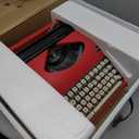 Maplefield Vintage Manual Typewriter Machine - Red Typewriter for Writers & Authors - Antique Desk Decor & Office Accessory - Compact Design & Easy Setup