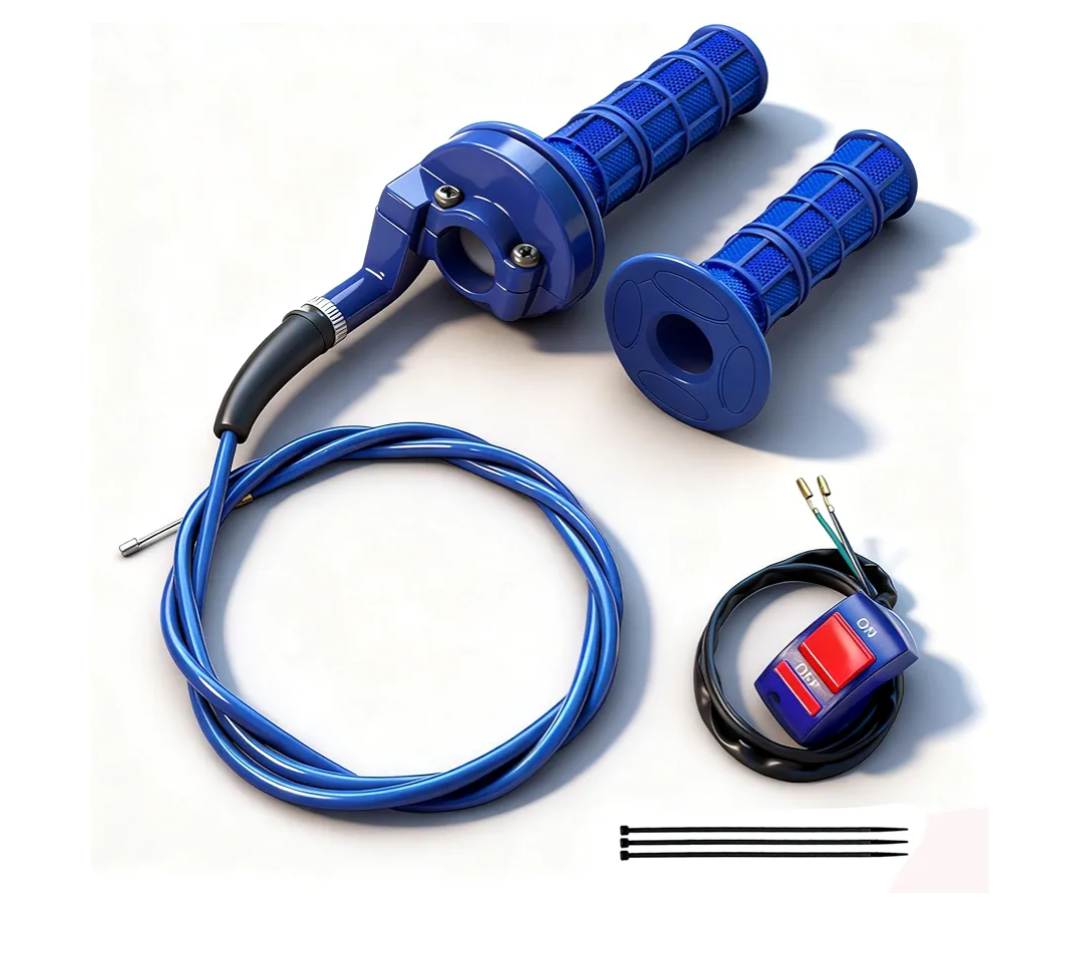 7/8 22mm Twist Throttle Accelerator Handle Grips for Pit Bike Mini Bike Throttle Cable Kit 4-Stroke Dirt Bike Pocket Bike for 50cc 90cc 110cc 125cc150cc 200cc 250cc (Blue)
