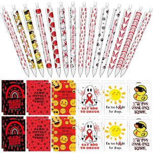 36 Set Red Ribbon Week Say No to Drugs Awareness Little Boo Notepad 0.7mm Mechanical Pencils Drug Free Event Business Charity Party Favor Anti-drug Supplies for Teen School Student