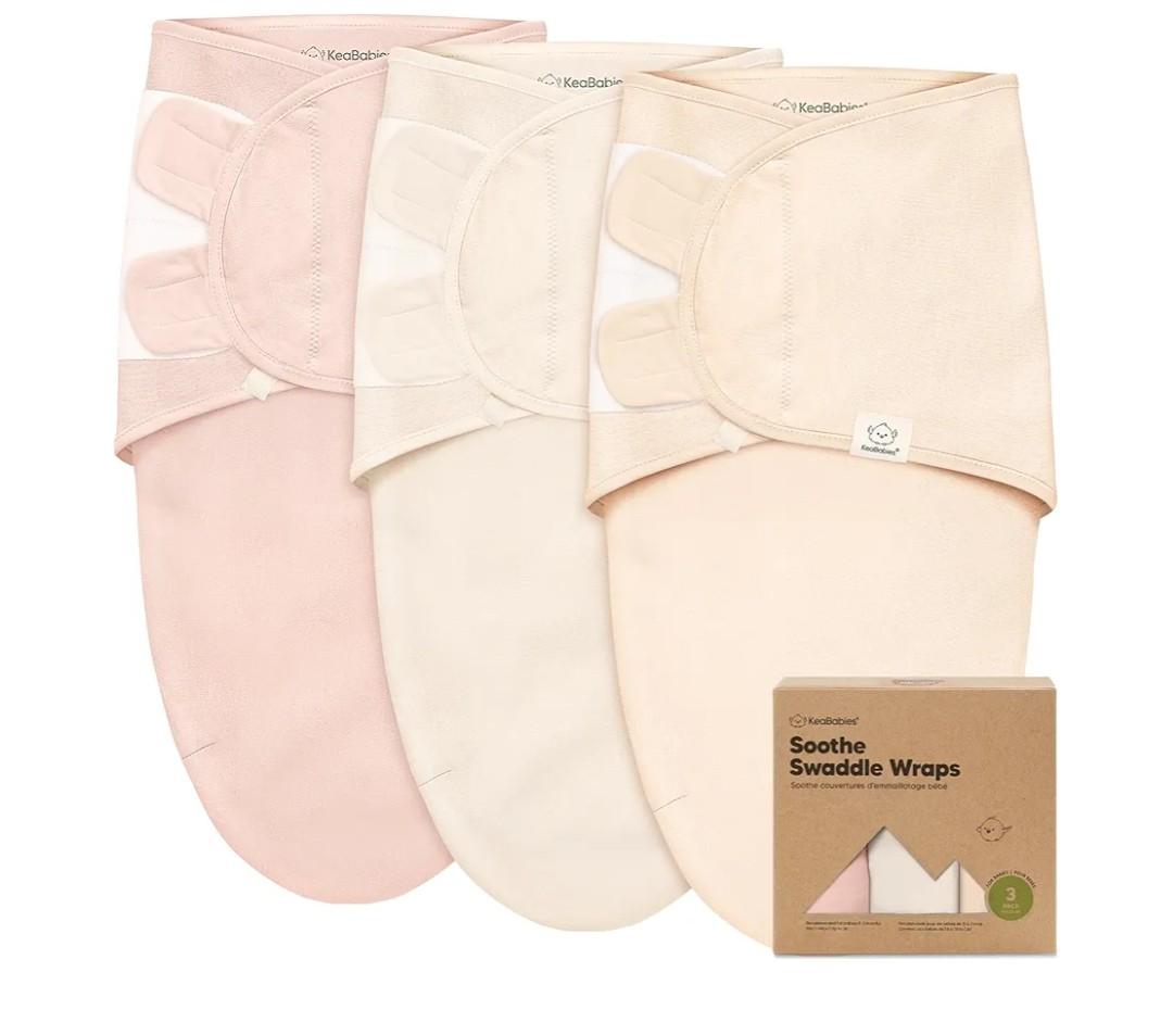 3Pack Organic Baby Swaddle Sleep Sacks Swaddles for Newborns, Infant 0-3 Months, Baby Girls, Boys, Soft & Snug Newborn Sleep Sack, Nursery Swaddling Blankets (Angelic)