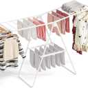 Foldable Clothes Drying Rack, Portable Drying Rack for Clothes, Laundry Racks for Drying Clothes, Space Saving Indoor Outdoor Collapsible Drying Rack for Patio, Balcony, Bedroom, White