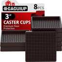 Non Slip Furniture Pads- 3"x3" Square Anti Skid Caster Cups Furniture Coasters, Anti-Sliding Grippers Floor Protectors for Furniture Bed, Couch, Chair Leg, Brown(Set of 8)