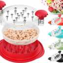 2 x 3rd Gen Chicken Shredder Tool Twist Large with Detachable Plate for Easy Transfer, Chicken Breast Shredder, Meat Shredder, Strong Anti-Slip Strip Base, Visible Lid, Ergonomic Handle, Dishwasher Safe