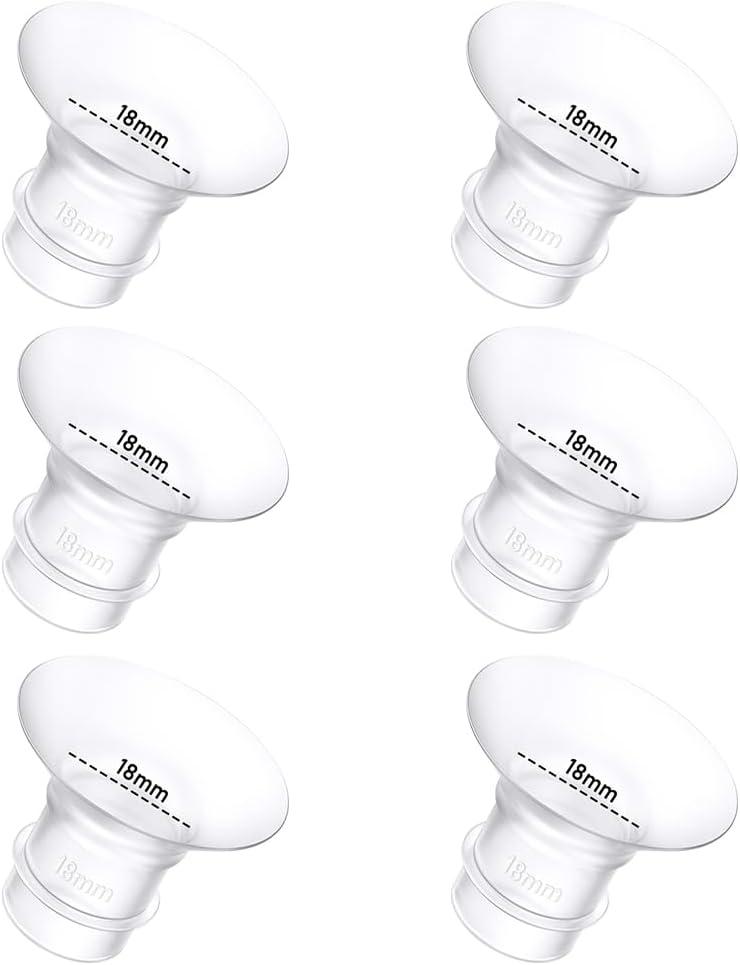 6Pcs Breast Pump Flange Insert 18mm Compatible with Momcozy/Spectra/Medela/eufy/Elvie/Lansinoh/Paruu P10 Breast Pump, Fit for Momcozy M5/M9/M6/V2 Pro/V2 pro/S12 Pro/eufy E10 S1 S1 Pro, 24mm Flange