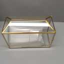 Glass Wedding Card Box with Lock, 12.6x5.9x9 inches Large Gold Card Boxes for Wedding Reception, Keepsake Display, Graduation, Party Centerpiece Decorative Box