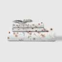 LINENWALAS 100% Cotton Queen Size Fitted Sheet Only, up to 17” Deep Pocket, Thick Strong, Breathable Crisp and Cool Premium Printed Bottom Sheet for Queen Size Bed (Crimson Floral)