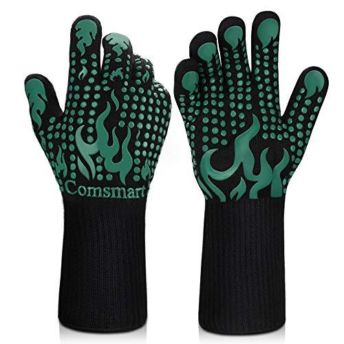 Comsmart BBQ Gloves, 1472 Degree F Heat Resistant Grilling Gloves Silicone Non-Slip Oven Gloves Long Kitchen Gloves for Barbecue, Cooking, Baking, Cutting (1 Count)