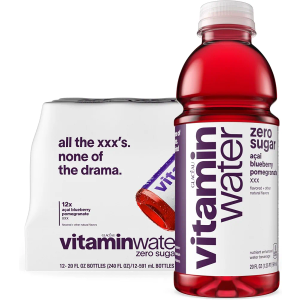 vitaminwater XXX Acai-Blueberry-Pomegranate Zero Sugar, Flavored Water Beverage, 20 fl oz Bottles, 12 Pack (BBD 04 MAY 2026)