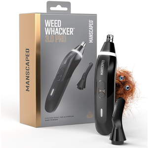 MANSCAPED® Weed Whacker® 3.0 PRO - Men's Electric Nose, Ear & Eyebrow Hair Trimmer – SkinSafe® Dual-Head System, LED Spotlight, Waterproof, Rechargeable, Travel Lock, Eyebrow Comb Attachment