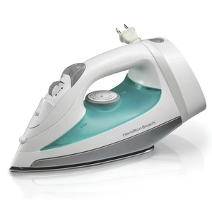 Hamilton Beach Steam Iron for Clothes & Garment Steamer with Smooth Press Stainless Steel Soleplate, 1200 Watts, 8 Retractable Cord, White