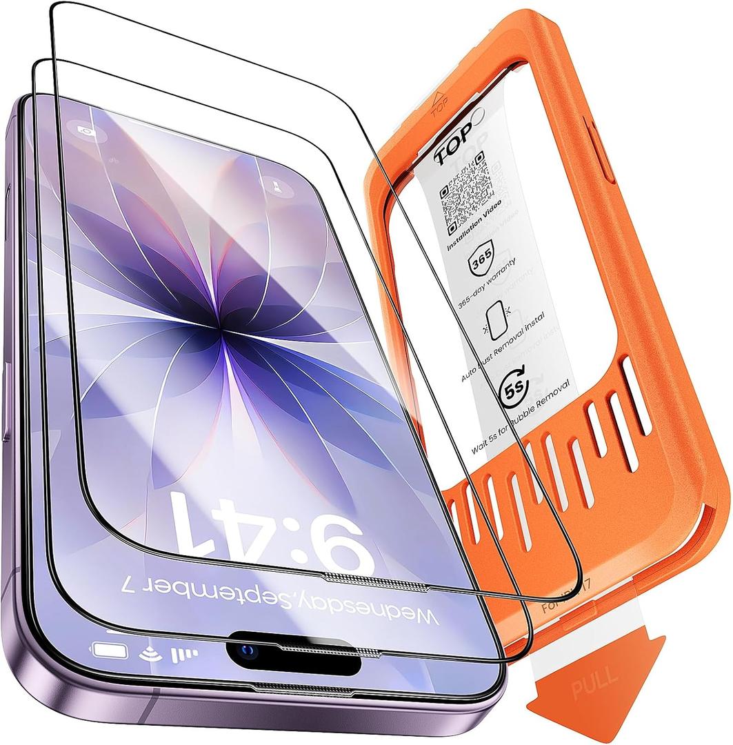 Yriklso 2-Pack for iPhone 17 Screen Protector,Military Grade Shatterproof,Bubble-Dust Free Box,9H+ HD Tempered Glass,Scratch & Smudge Resistant for iPhone 17 6.3 inch