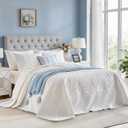 Oversized Quilt Set Super Queen Size 120 * 120 in 3 PC Oversize Extra Wide Bedspread Coverlet Set for All Season Tall King Bed Soft Bedding Rustic Bedding Cover - Beautiful Paisley Pattern White